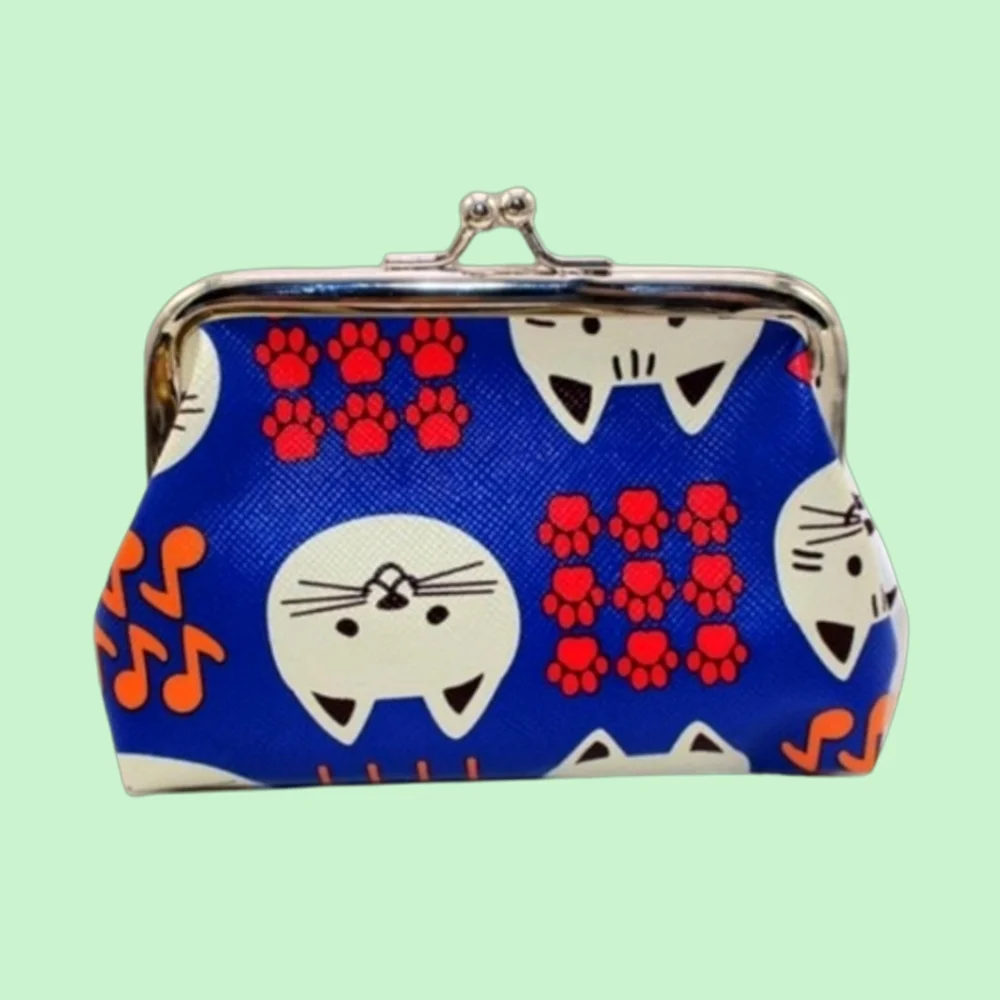 👣4/$20 ~Blue Cat Print Coin Pouch